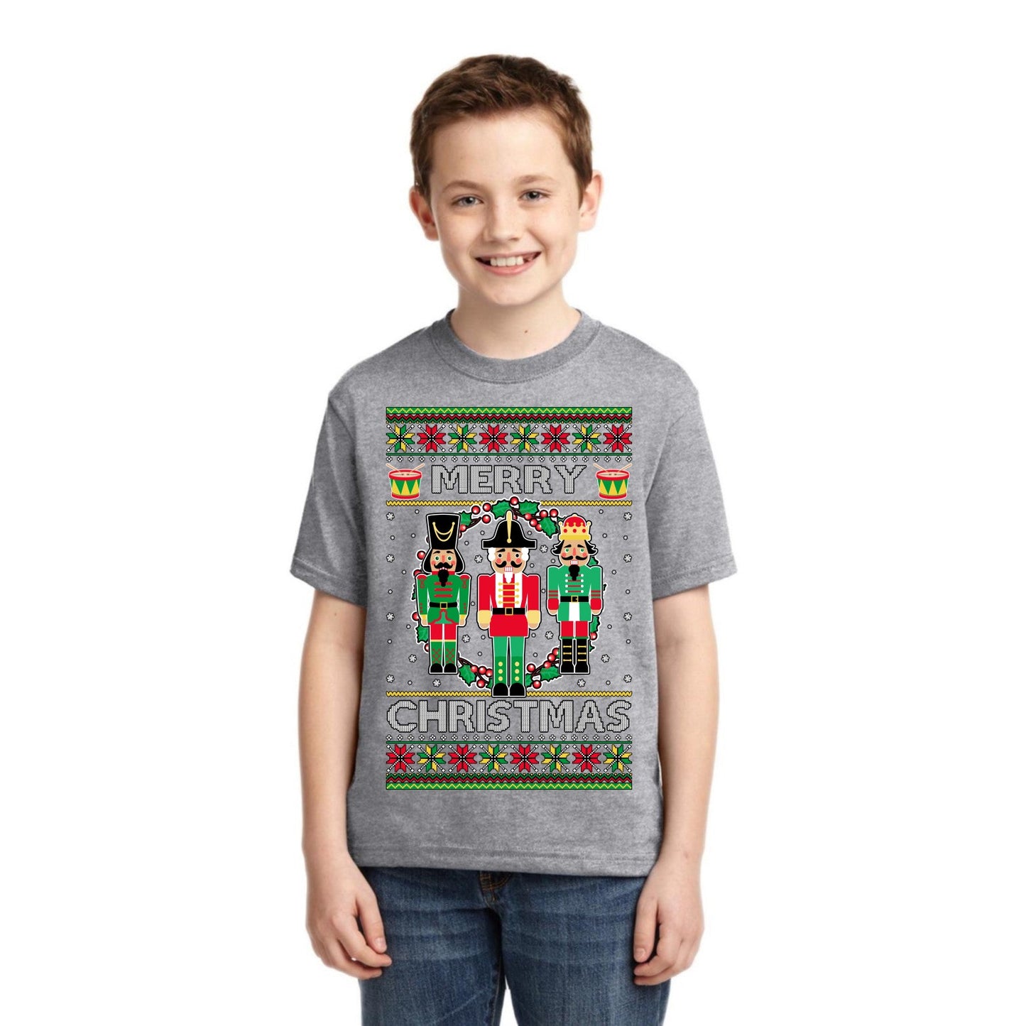 Merry Christmas Nutcrackers Christmas Unisex Boys Girls Graphic Youth T-Shirt