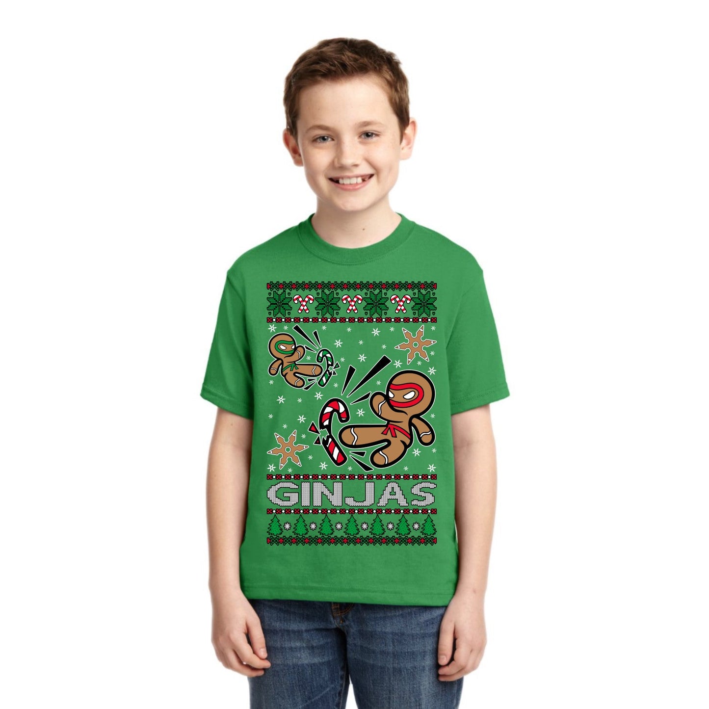 Ginjas Gingerbread Ninjas Christmas Unisex Boys Girls Graphic Youth T-Shirt