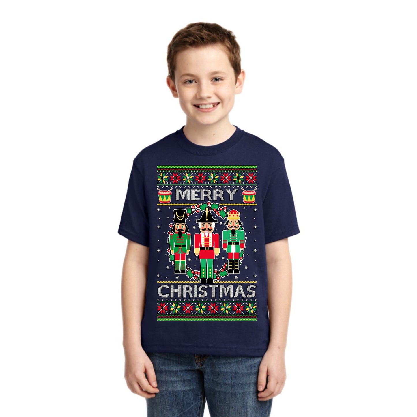 Merry Christmas Nutcrackers Christmas Unisex Boys Girls Graphic Youth T-Shirt