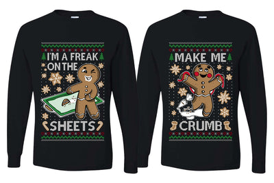 Freak On The Sheets Make Me Crumb Sweater Girlfriend Boyfriend Gift His and Hers Matching Ugly Christmas Couple Long Sleeve Shirt