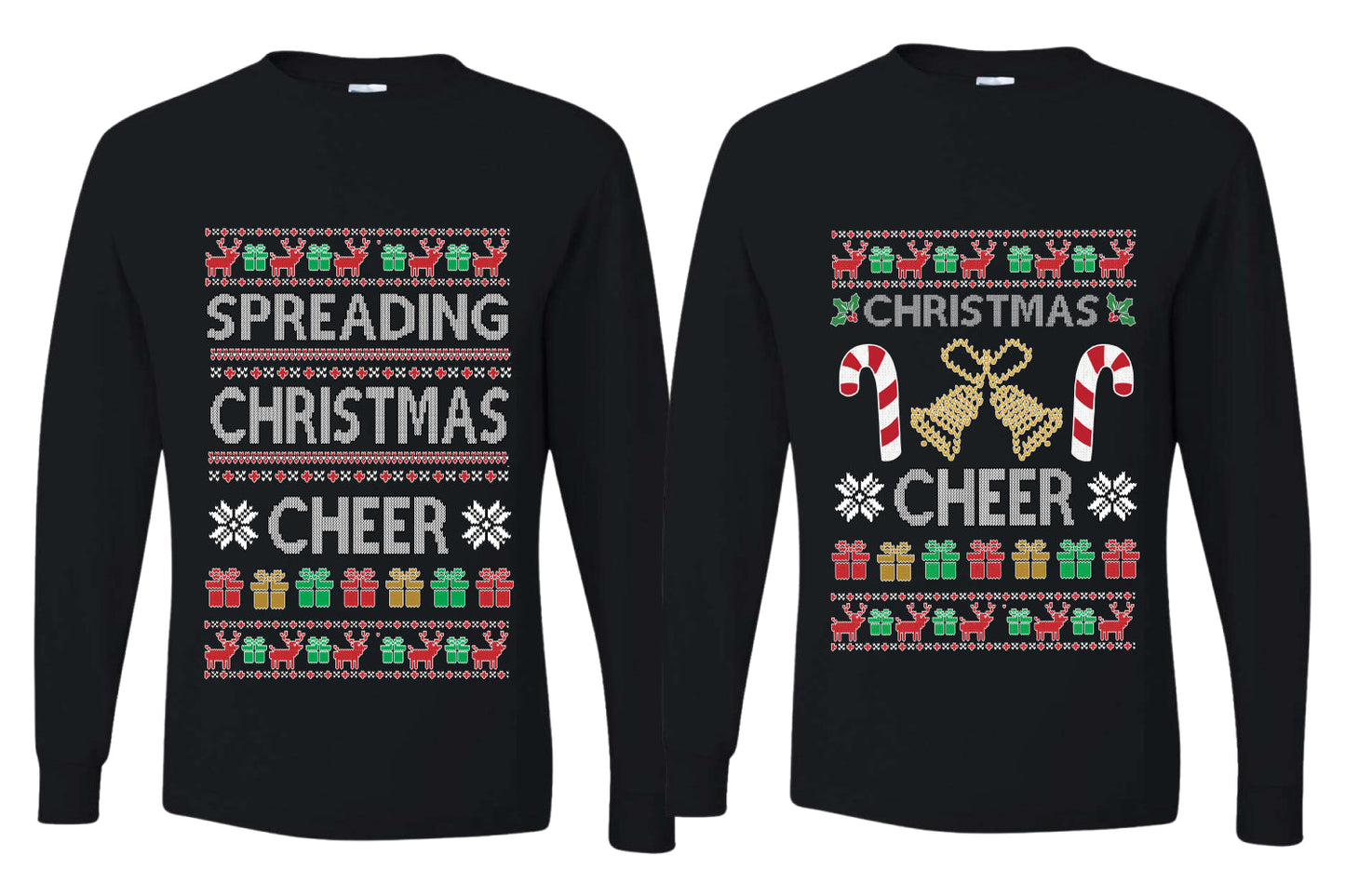 Spreading Christmas Cheer Sweater Girlfriend Boyfriend Gift His and Hers Matching Ugly Christmas Couple Long Sleeve Shirt