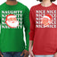 Naughty, Nice Santa Claus Mrs Claus Couples Shirt Girlfriend Boyfriend Gift His and Hers Matching Ugly Christmas Couple Long Sleeve Shirt
