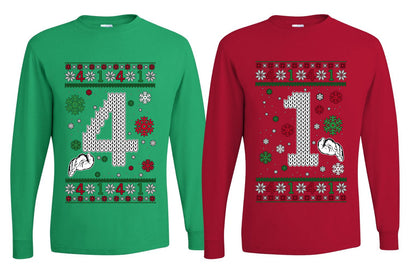 41 Combination Sweater Girlfriend Boyfriend Gift His and Hers Matching Ugly Christmas Couple Long Sleeve Shirt