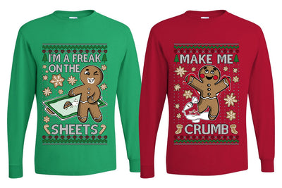Freak On The Sheets Make Me Crumb Sweater Girlfriend Boyfriend Gift His and Hers Matching Ugly Christmas Couple Long Sleeve Shirt