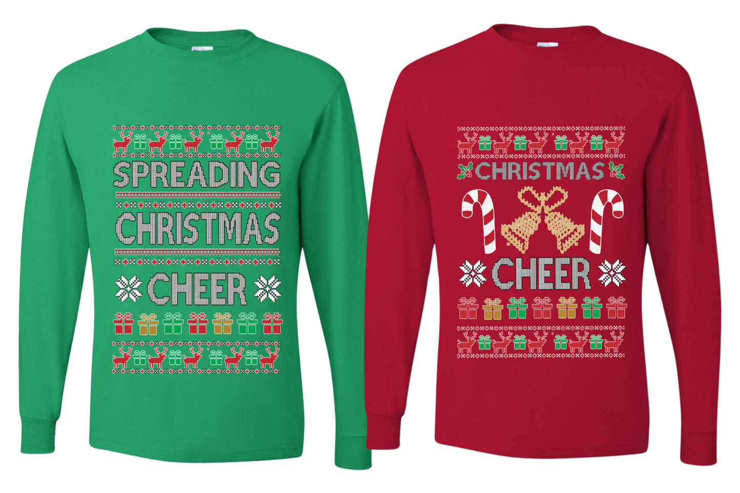 Spreading Christmas Cheer Sweater Girlfriend Boyfriend Gift His and Hers Matching Ugly Christmas Couple Long Sleeve Shirt