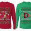 I Put The D In Reindeer Sweater Girlfriend Boyfriend Gift His and Hers Matching Ugly Christmas Couple Long Sleeve Shirt