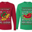 I Like To Jingle Her Bells, I Like To Ride His Sleigh Sweater Girlfriend Boyfriend Gift His and Hers Matching Ugly Christmas Couple Long Sleeve Shirt