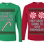It Isn't Going to Lick Itself Candy Cane They Won't Suck Themselves Funny Couples Shirt Girlfriend Boyfriend Gift His and Hers Matching Ugly Christmas Couple Long Sleeve Shirt