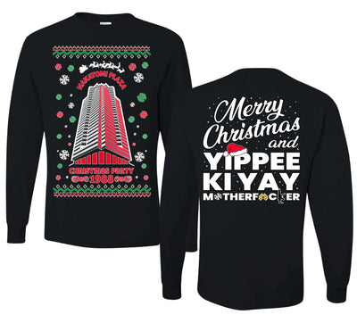 Nakatomi Plaza Christmas Party 1988 Ugly Christmas Front and Back Sweater Mens Long Sleeve Shirt