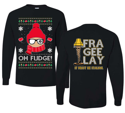 Oh Fudge Funny Story Ugly Christmas Front and Back Sweater Mens Long Sleeve Shirt