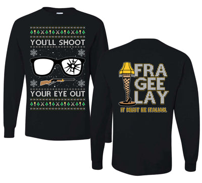 You'll Shoot Your Eye Out Story Ugly Christmas Front and Back Sweater Mens Long Sleeve Shirt