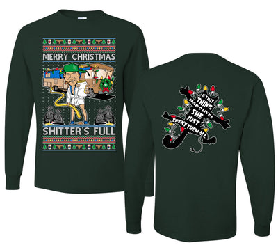Merry Christmas Shitter's Full Ugly Christmas Front and Back Sweater Mens Long Sleeve Shirt