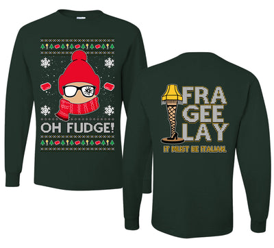 Oh Fudge Funny Story Ugly Christmas Front and Back Sweater Mens Long Sleeve Shirt