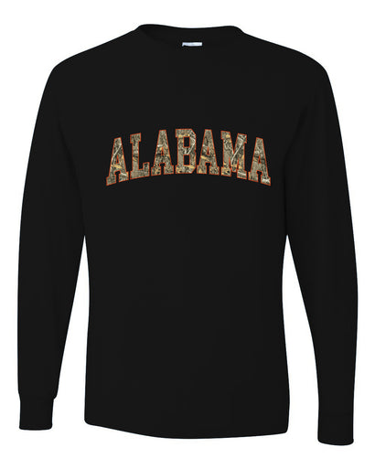 Alabama Camo Fill Orange Outline Sweater, Unisex Mens Long Sleeve Shirt