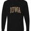 Iowa  Camo Fill Orange Outline Sweater, Unisex Mens Long Sleeve Shirt