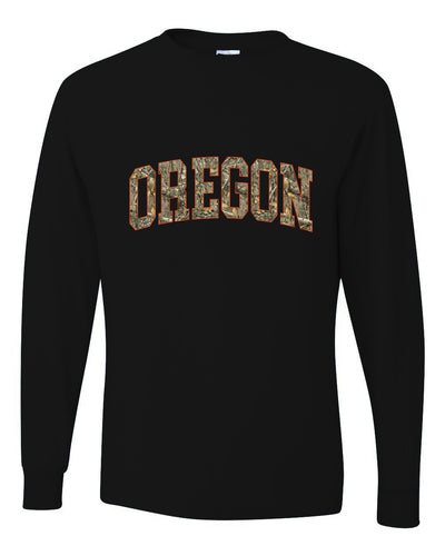 Oregon  Camo Fill Orange Outline Sweater, Unisex Mens Long Sleeve Shirt