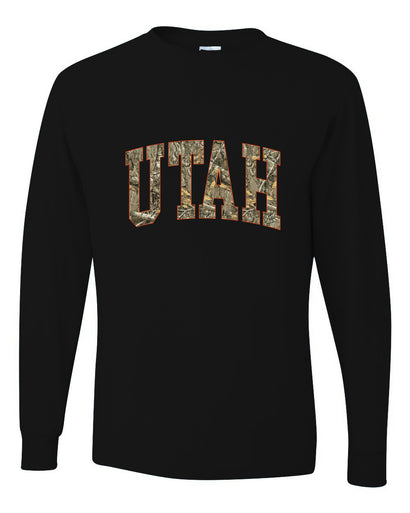 Utah  Camo Fill Orange Outline Sweater, Unisex Mens Long Sleeve Shirt