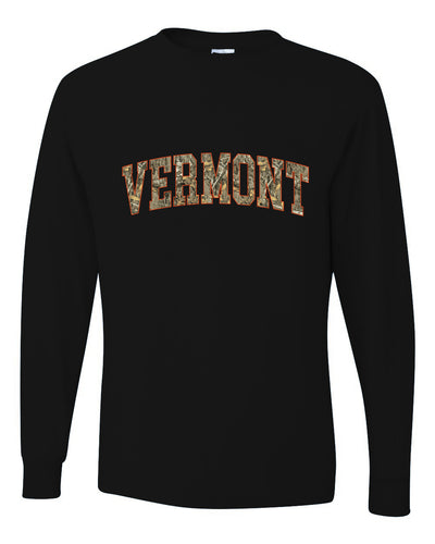 Vermont  Camo Fill Orange Outline Sweater, Unisex Mens Long Sleeve Shirt