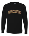 Wisconsin  Camo Fill Orange Outline Sweater, Unisex Mens Long Sleeve Shirt