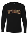 Wyoming  Camo Fill Orange Outline Sweater, Unisex Mens Long Sleeve Shirt