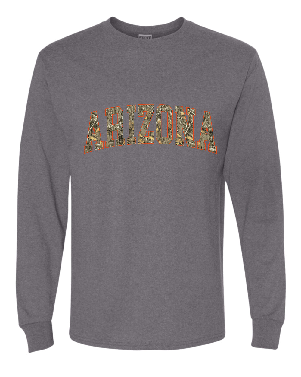 Arizona  Camo Fill Orange Outline Sweater, Unisex Mens Long Sleeve Shirt