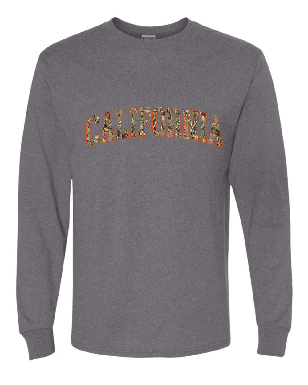California  Camo Fill Orange Outline Sweater, Unisex Mens Long Sleeve Shirt