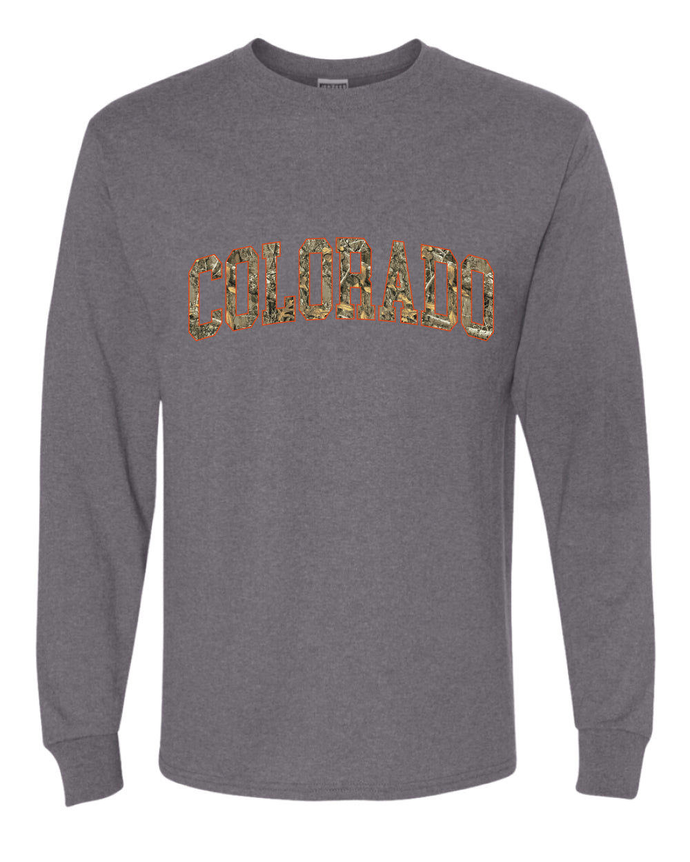 Colorado  Camo Fill Orange Outline Sweater, Unisex Mens Long Sleeve Shirt