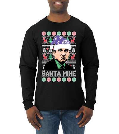 Santa Mike Michael Scott The Office Ugly Christmas Sweater Mens Long Sleeve Shirt
