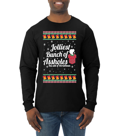 Jolliest Bunch of Assholes Xmas Movie Ugly Christmas Sweater Mens Long Sleeve Shirt
