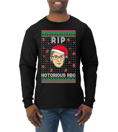 RIP Notorious RBG Ruth Bader Ginsburg Ugly Christmas Sweater Mens Long Sleeve Shirt