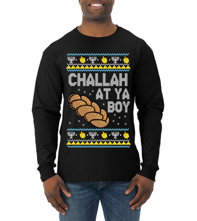 Challah At Ya Boy Ugly Christmas Sweater Mens Long Sleeve Shirt