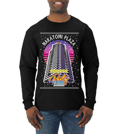 Retro Nakatomi Plaza 1988 Holiday Party Ugly Christmas Sweater Mens Long Sleeve Shirt