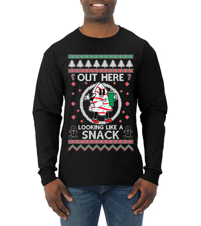 Out Here Looking Like A Snack Cookie Ugly Christmas Sweater Mens Long Sleeve Shirt