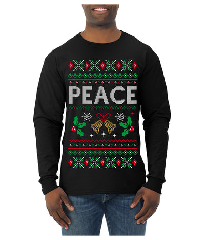 Peace Ugly Christmas Sweater Mens Long Sleeve Shirt
