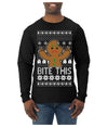 Bite This, Funny Gingerbread Cookie Offensive Inappropriate Middle Finger, F U Ginger Bread Dirty Novelty Xmas Ugly Christmas Sweater Mens Long Sleeve Shirt