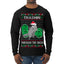 Trashin Through the Snow Funny Trash Panda Raccoon Meme Ugly Christmas Sweater Mens Long Sleeve Shirt