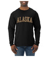 Alaska  Camo Fill Orange Outline Sweater, Unisex Mens Long Sleeve Shirt