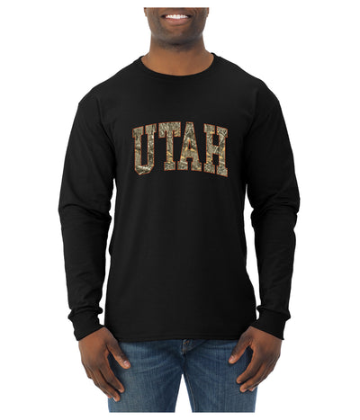 Utah  Camo Fill Orange Outline Sweater, Unisex Mens Long Sleeve Shirt