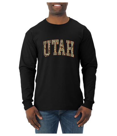 Utah  Camo Fill Orange Outline Sweater, Unisex Mens Long Sleeve Shirt