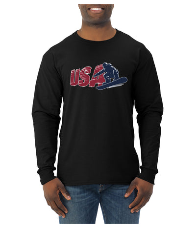 USA Winter Team Sports Fan Collection | USA Snowboarder Sweater, Unisex Mens Long Sleeve Shirt