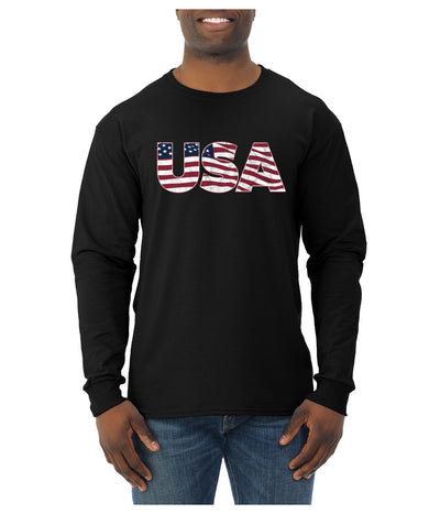 USA Winter Team Sports Fan Collection | USA Flag Fill Design Sweater, Unisex Mens Long Sleeve Shirt