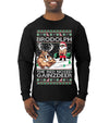 Brodolph Santa Working Out Gym the Red Nosed Gainzdeer Ugly Christmas Sweater Mens Long Sleeve Shirt