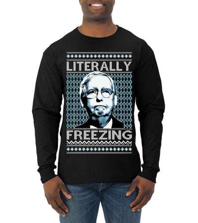 Literally Freezing McConnell Senator  Ugly Christmas Sweater Mens Long Sleeve Shirt