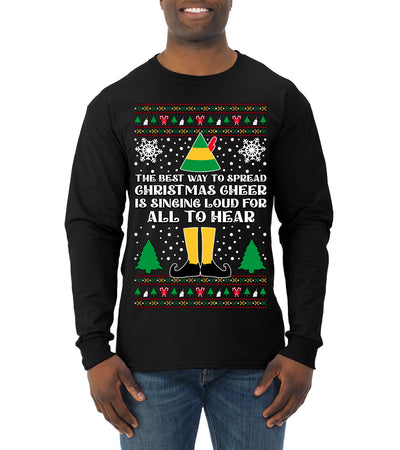 Spread Christmas Cheer Sing Loud For All To Hear Ugly Christmas Sweater Mens Long Sleeve Shirt
