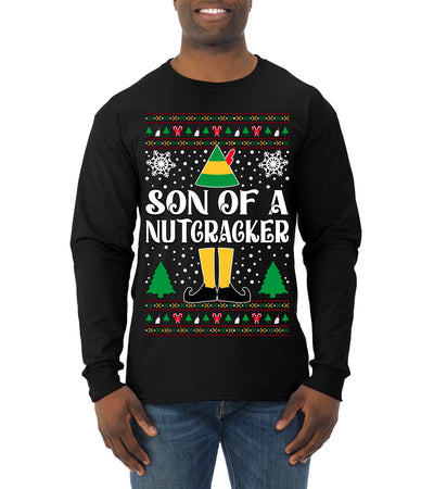Son Of A Nutcracker Christmas Movie Quote  Ugly Christmas Sweater Mens Long Sleeve Shirt