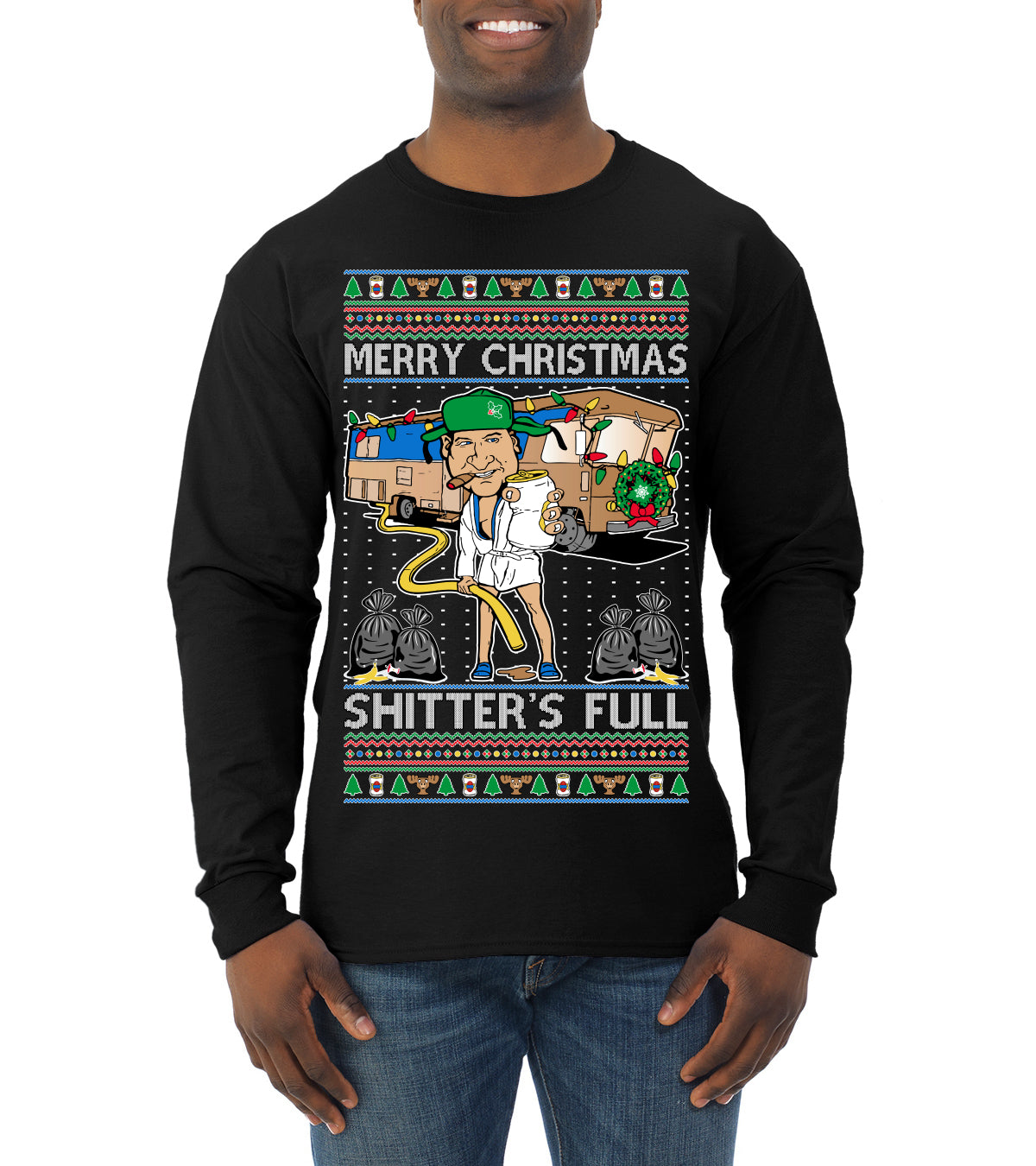 Merry Christmas Shitter's Full Ugly Christmas Sweater Mens Long Sleeve Shirt