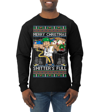 Merry Christmas Shitter's Full Ugly Christmas Sweater Mens Long Sleeve Shirt