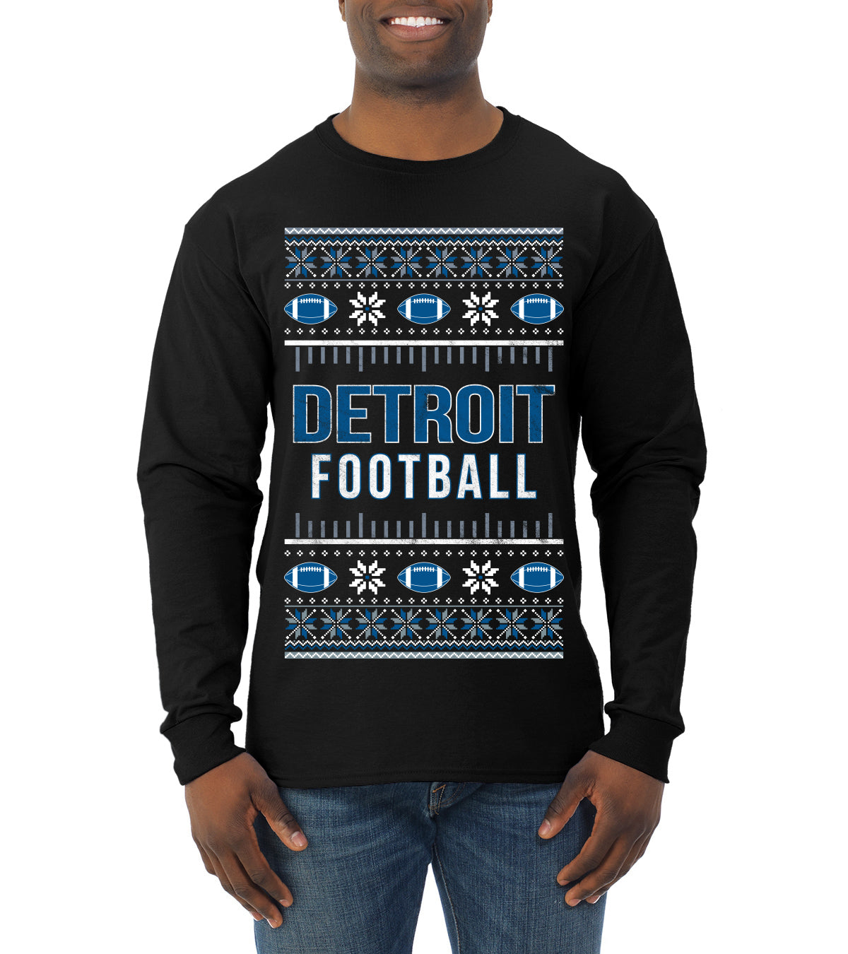 City of Detroit DET American Football Fantasy Fan Ugly Christmas Sweater Unisex Crewneck Sweatshirt