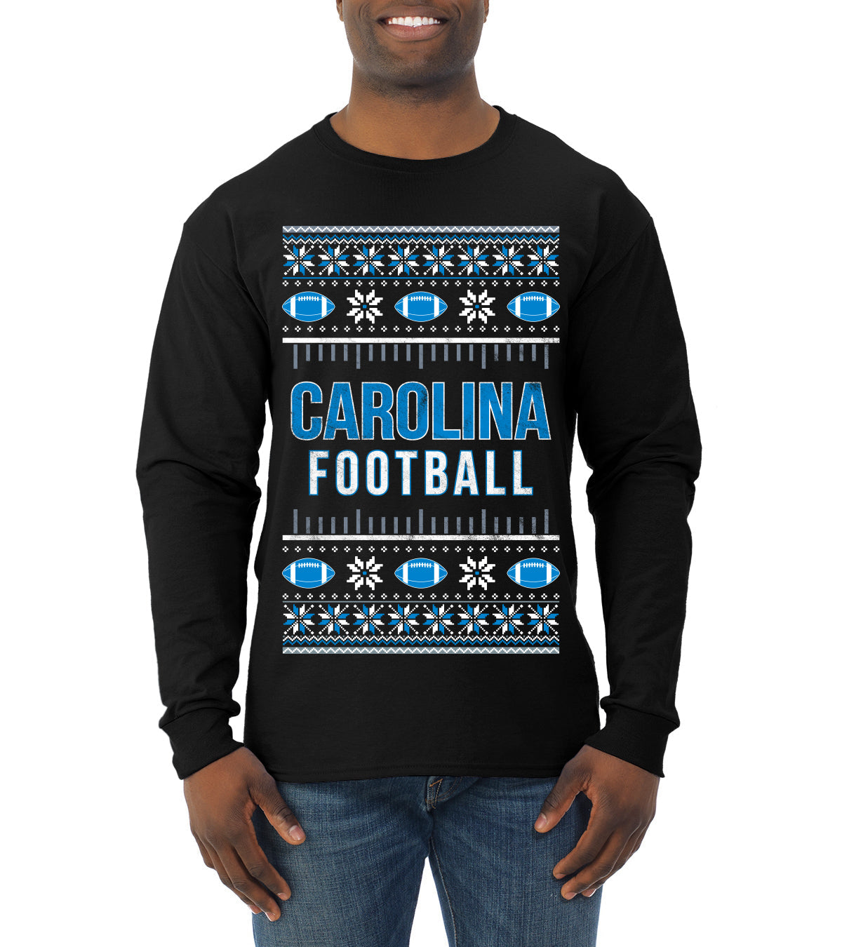 City of Carolina CAR American Football Fantasy Fan Ugly Christmas Sweater Unisex Crewneck Sweatshirt
