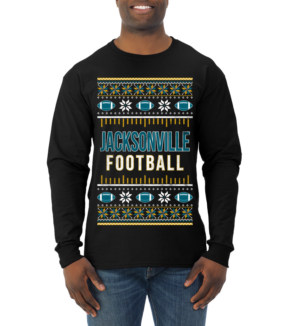 City of Jacksonville JAX American Football Fantasy Fan Ugly Christmas Sweater Unisex Crewneck Sweatshirt